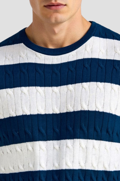 Herren Pullover Kurzärmelig Streifenmuster Bequem