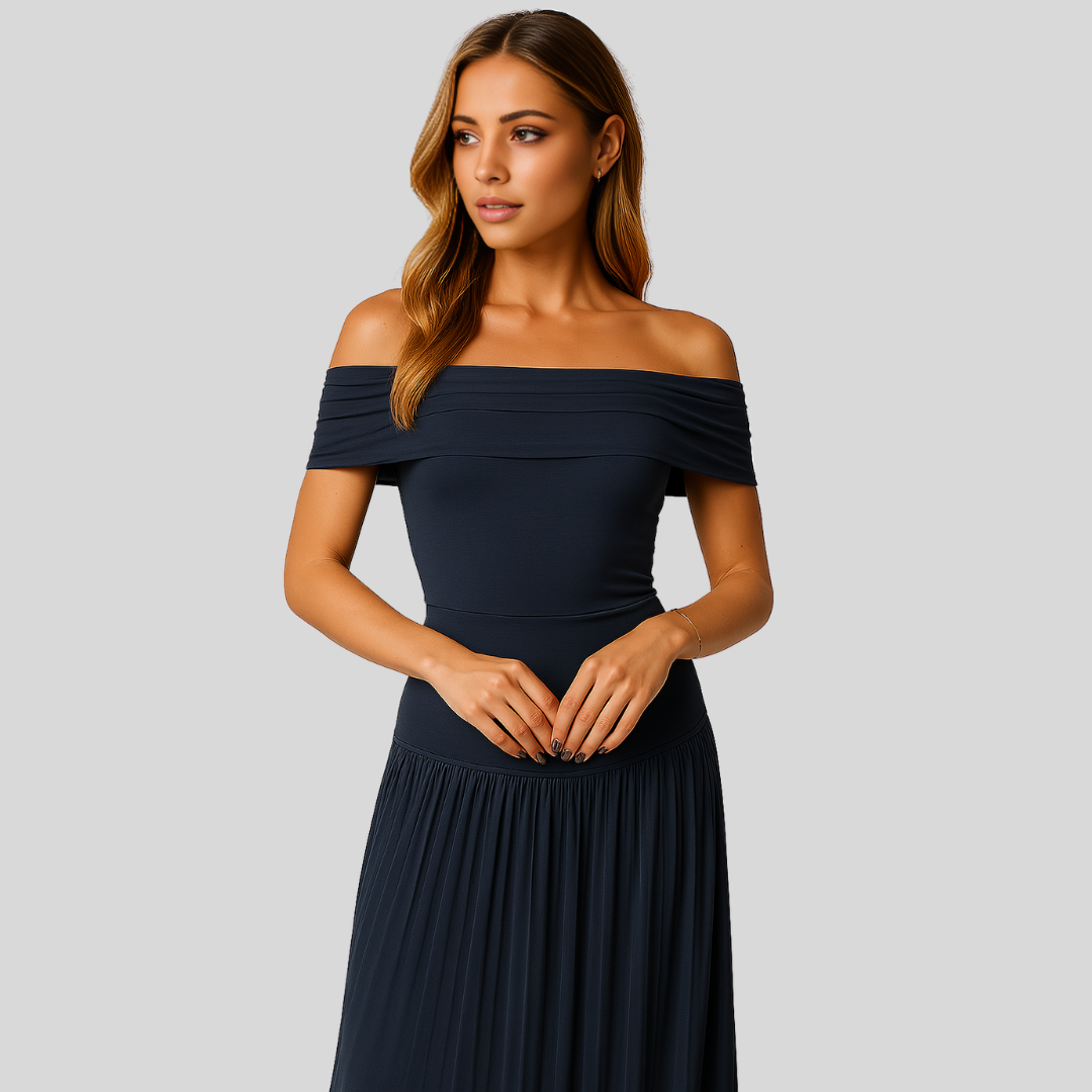 Damen Hochzeitsgastkleid Gefaltet Maxikleid
