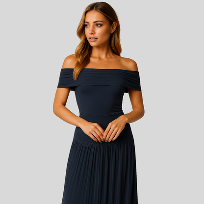 Damen Hochzeitsgastkleid Gefaltet Maxikleid