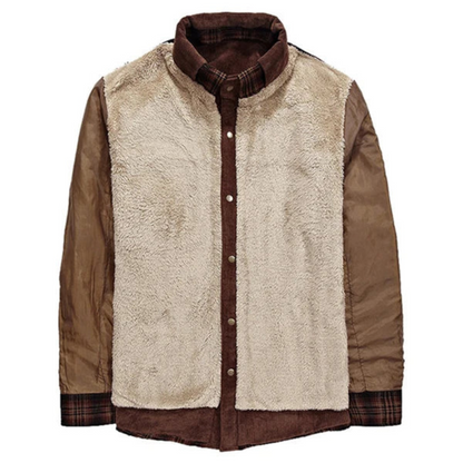 Herren Karo Hemdjacke Fleece-Futter Warm