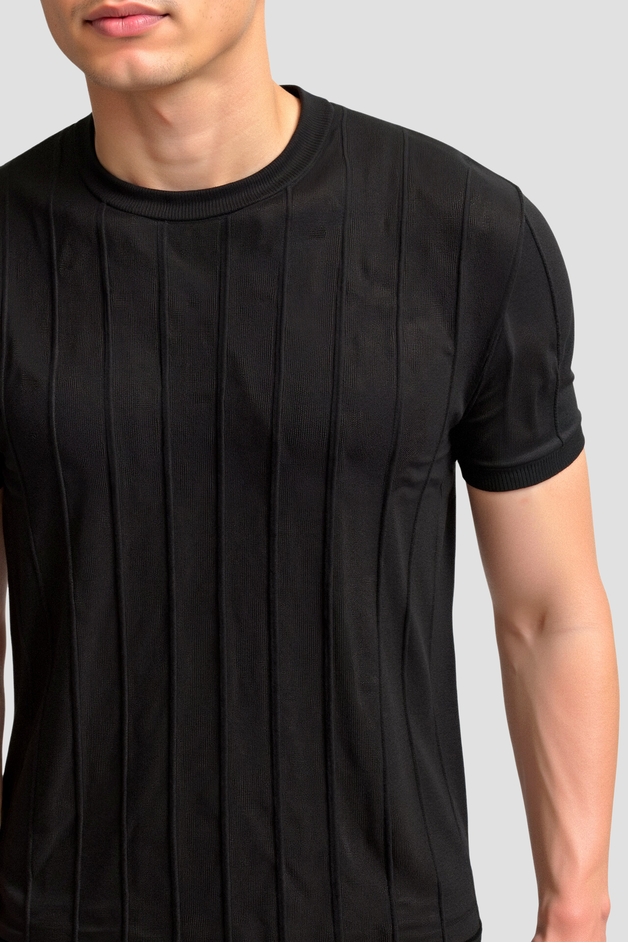 Herren Klassisches Heavy O-Hals Streifen T-Shirt