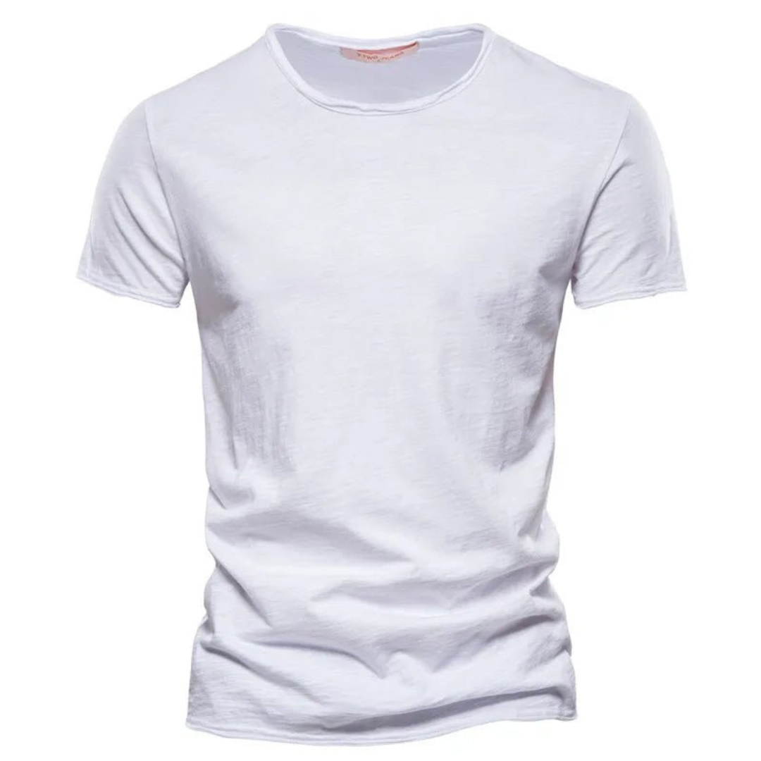 Herren Klassisches Rundhals T-Shirt aus Baumwolle Weiß