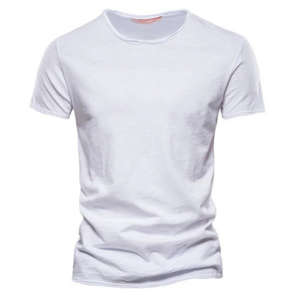 Herren Klassisches Rundhals T-Shirt aus Baumwolle Weiß