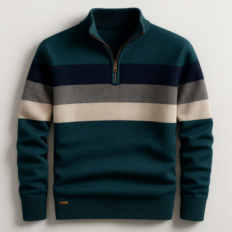 Herren Halbzippullover Modernes Streifen-Design Warm