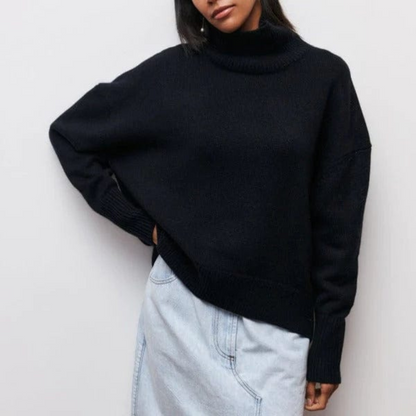 Eveloria Damen Oversized Strickpullover Stehkragen