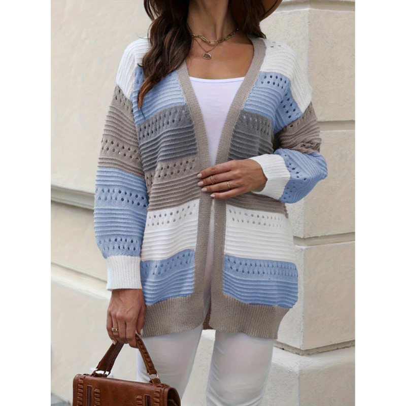 Damen Cardigan Gestreift Lockere Passform
