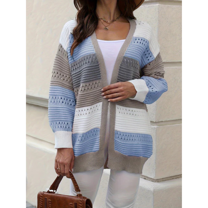 Damen Cardigan Gestreift Lockere Passform