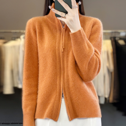 Eveloria Damen Strickjacke Reißverschluss Elegant