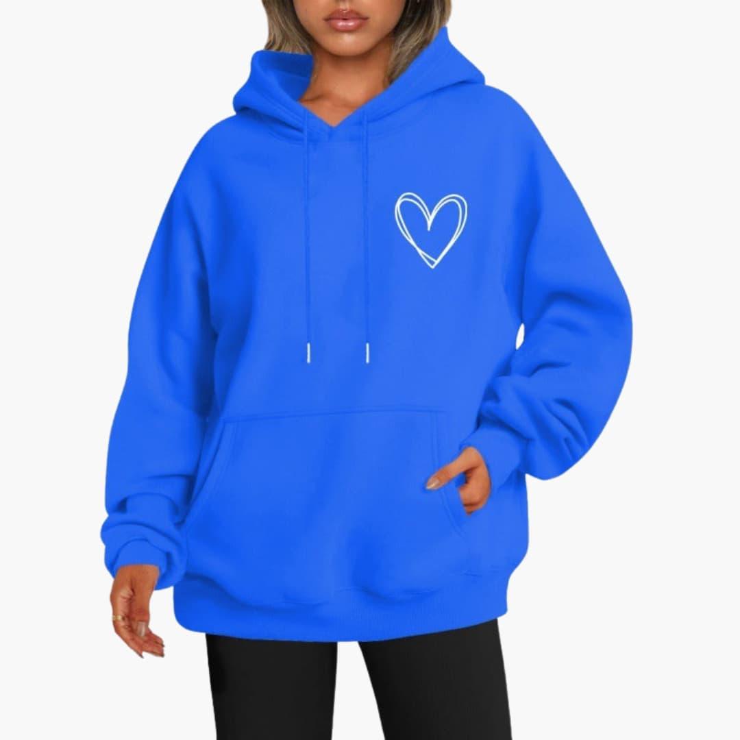 Damen Hoodie Kapuzenpullover Herz-Motiv