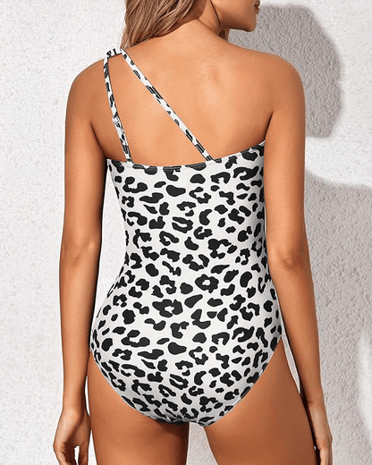 Damen Badeanzug One Shoulder Asymmetrisch Paisley