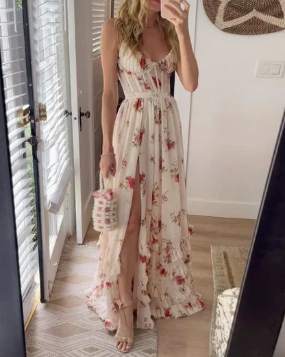 Eveloria Damen Maxikleid Blumenmuster Fließend