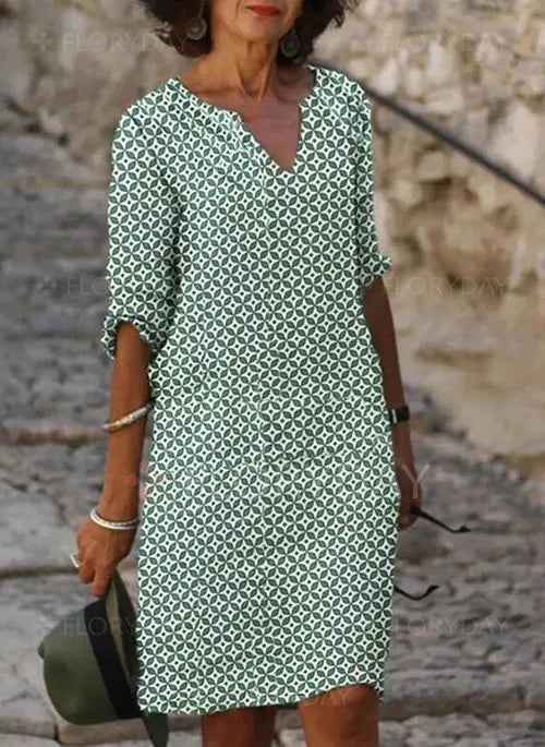 Damen Sommerkleid 3/4-Ärmel Minikleid - Eveloria