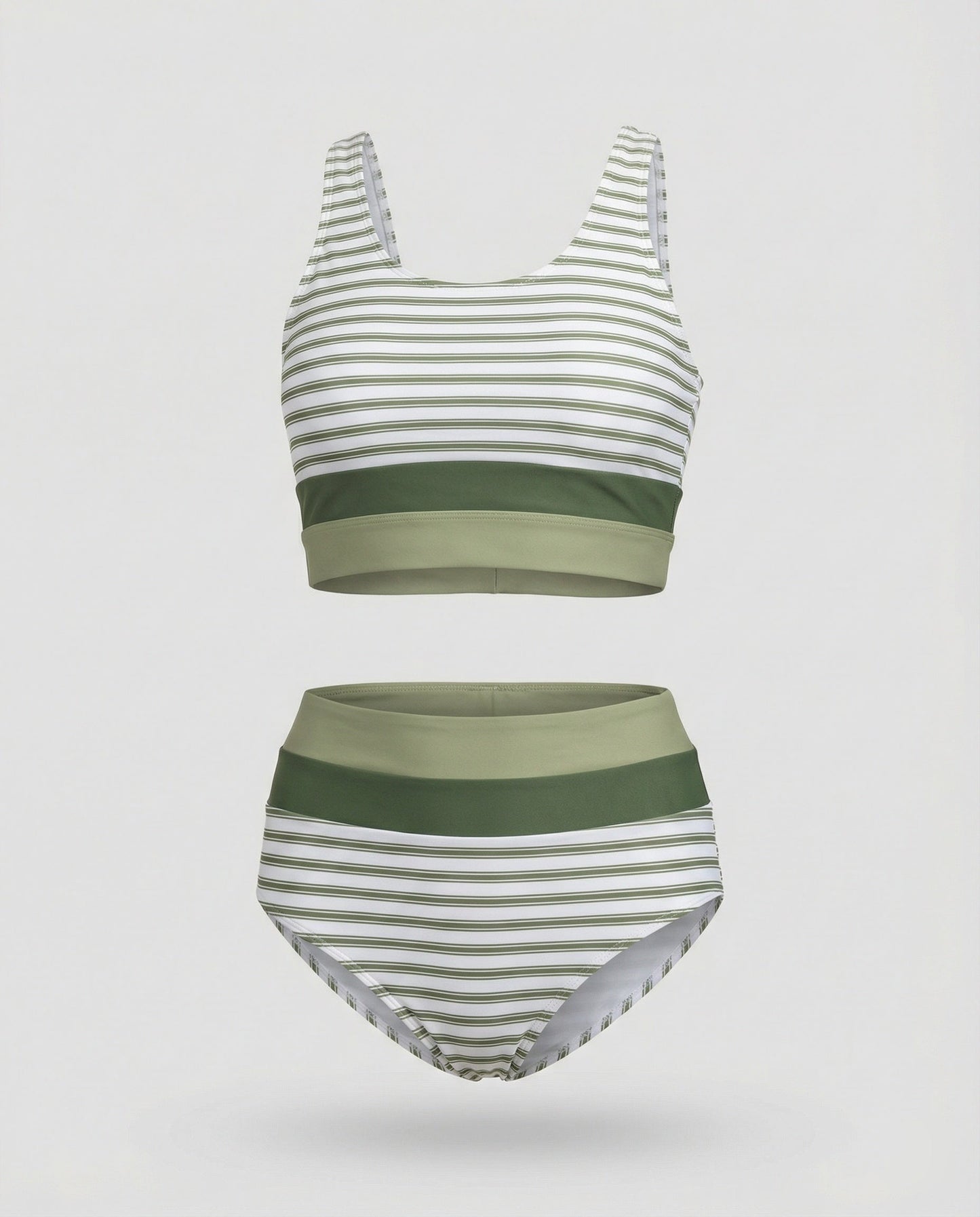 Eveloria Damen Bikini Set Gestreift Reißverschluss Rücken