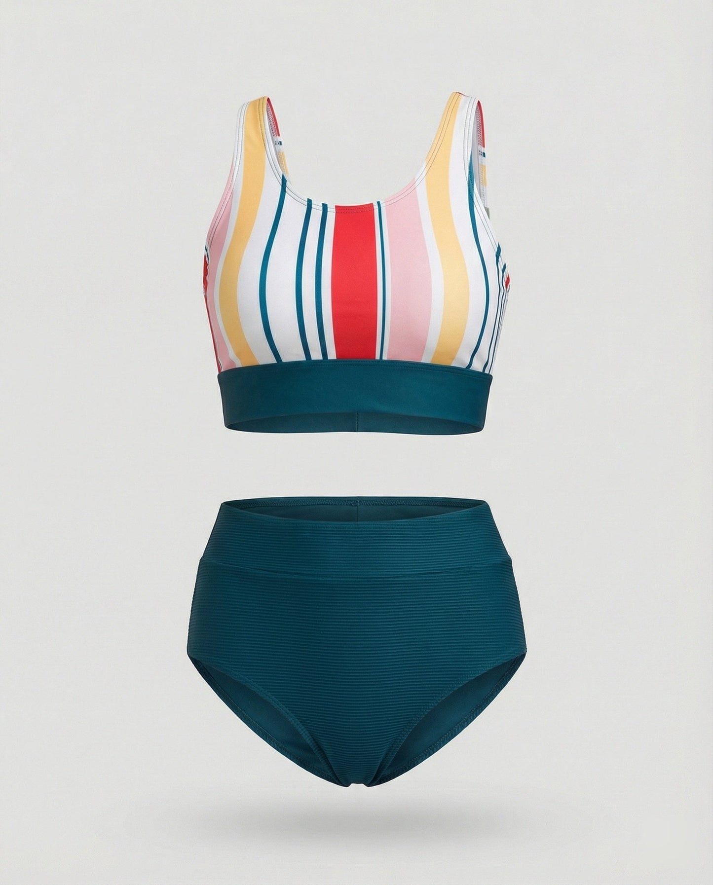 Eveloria Damen Bikini Set Gestreift Reißverschluss Rücken