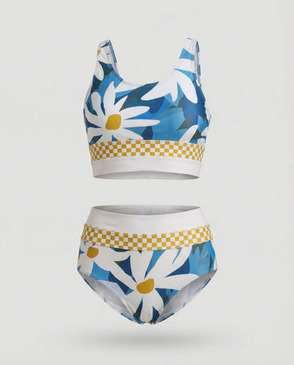 Eveloria Damen Bikini Set Gestreift Reißverschluss Rücken