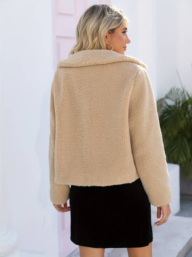 Damen Teddyjacke Beige Warm