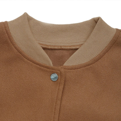 Damen Bomberjacke Braun Druckknöpfe - Santina