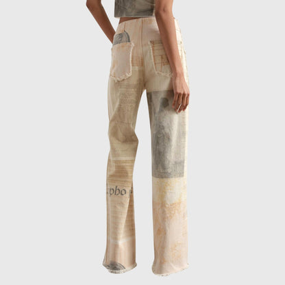 Damen Vintage-Jeans Hohe Taille Mit Print