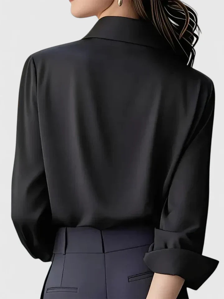 Damen Satin Bluse mit Knopfleiste
