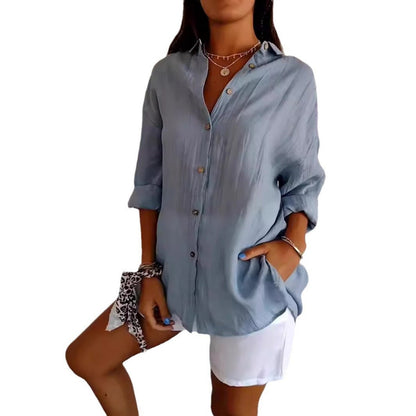 Eveloria Damen Lockeres Button-Down-Hemd