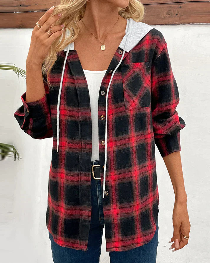 Eveloria Damen Kapuzenjacke Karomuster