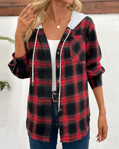 Eveloria Damen Kapuzenjacke Karomuster
