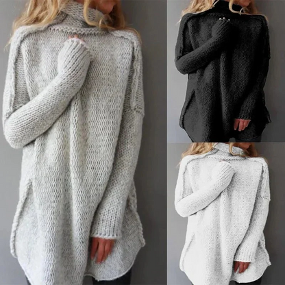 Eveloria Damen Pullover Rollkragen Einfarbig Winter - Eveloria
