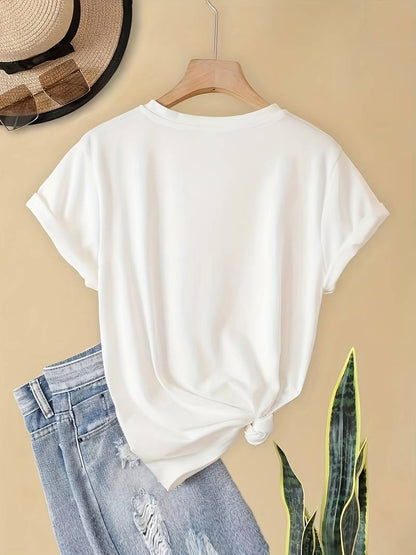 Eveloria Damen Rundhals T-Shirt Einfach Weiß - Eveloria