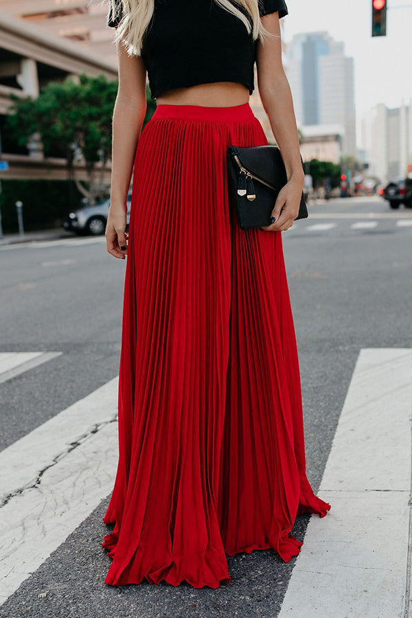 Eveloria Damen Maxi Rock Plissiert