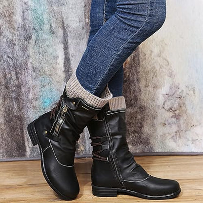 Damen Winterstiefel Seitlich Reißverschluss Warm