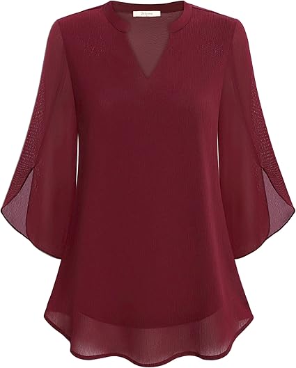 Eveloria Damen Chiffon Bluse Doppelwandig