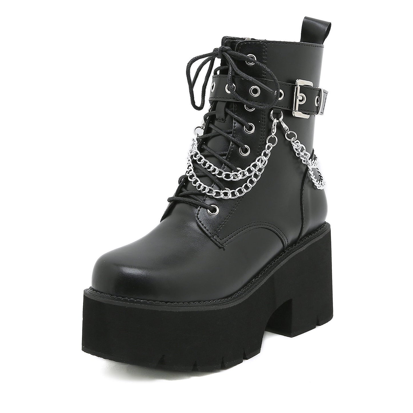 Eveloria Damen Stiefel Martens-Stil Hochhackig