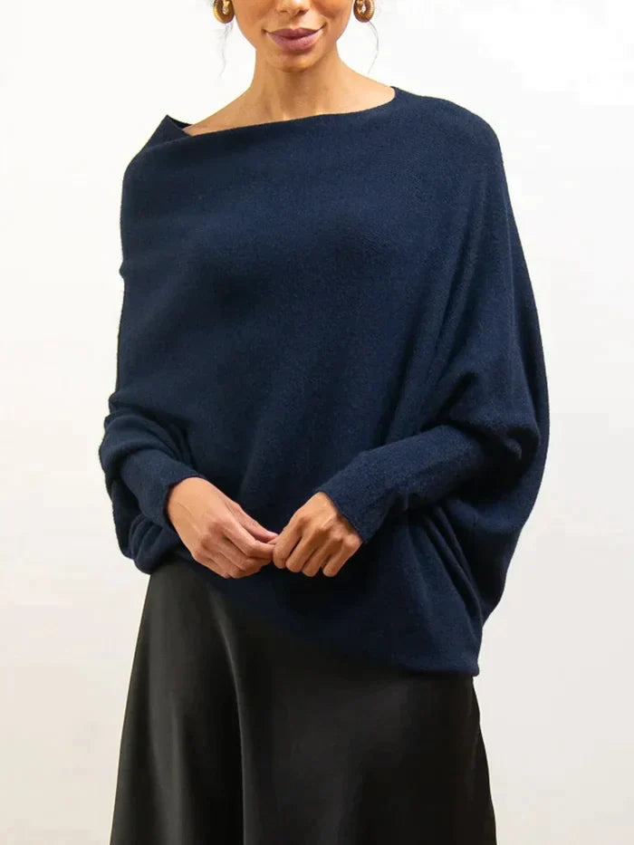 Eveloria Damen Asymmetrischer Pullover Drapiert