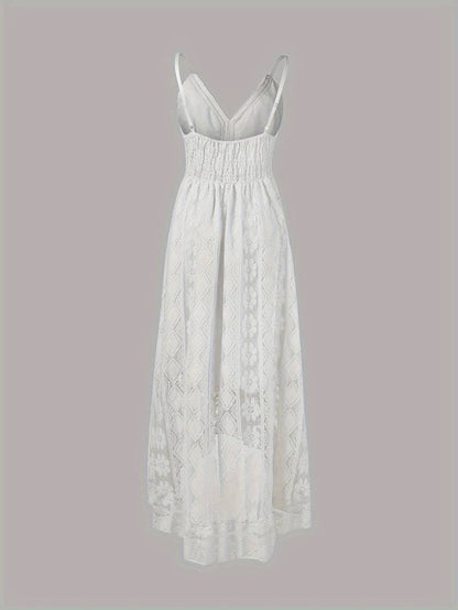 Eveloria Damen Maxikleid Spaghettiträger V-Ausschnitt Sommerkleid