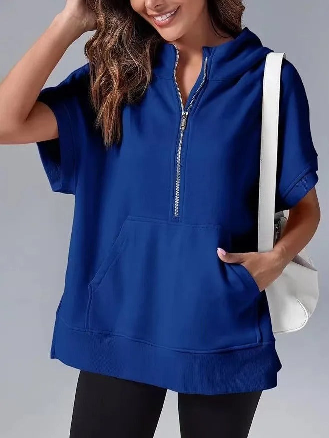 Eveloria Damen Kapuzenpullover Kurzarm Lässig