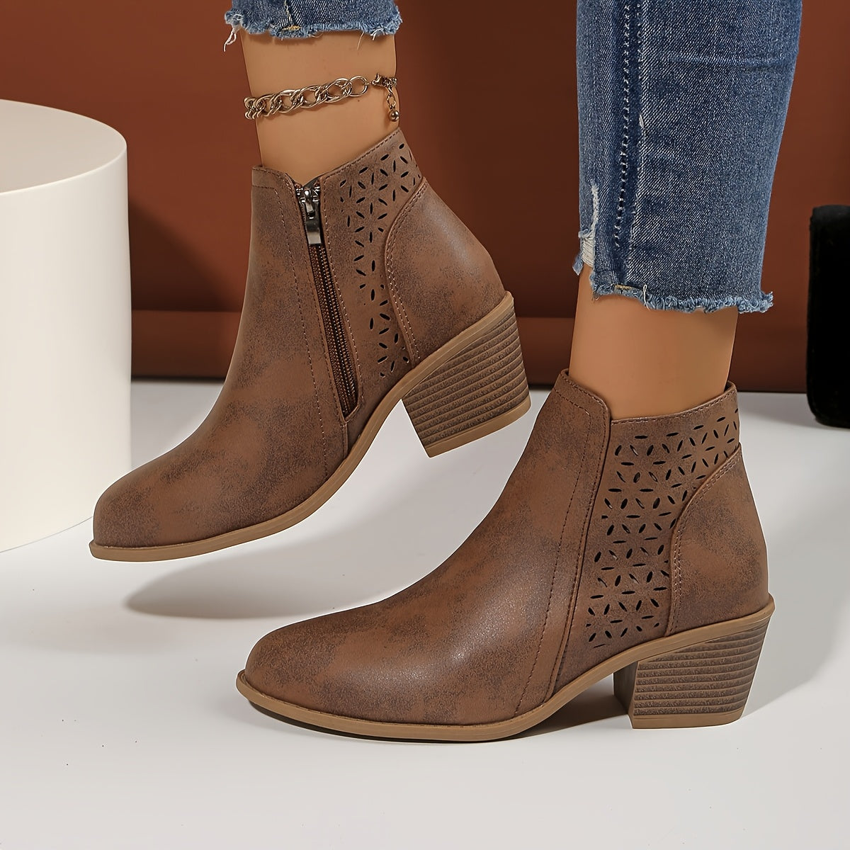 Damen Stiefeletten mit seitlichem Reißverschluss