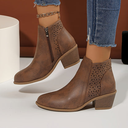 Damen Stiefeletten mit seitlichem Reißverschluss