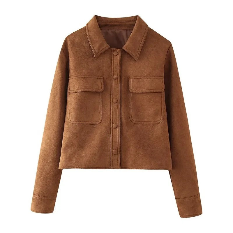 Eveloria Damen Wildlederjacke Stylisch