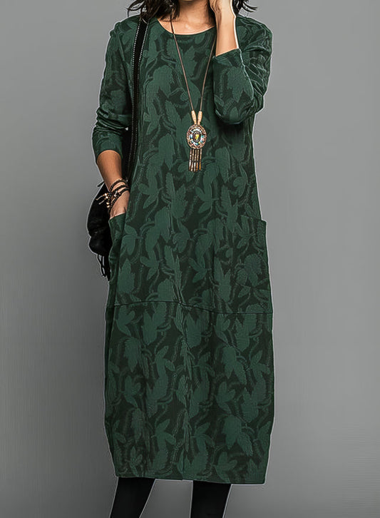 Damen Bedrucktes Midi-Kleid Hochzeitsgast Schwarz - Eveloria