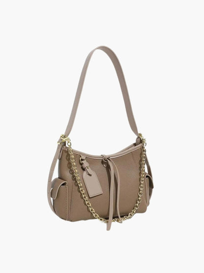 Leder Schultertasche Damen mit Kettenakzent