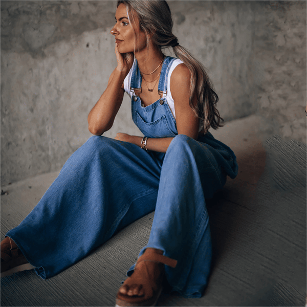 Damen Denim Jumpsuit Blau