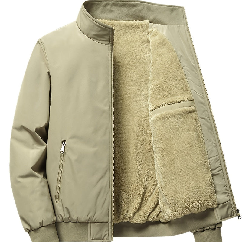 Herren Outdoorjacke Fleecefutter Reißverschluss Stehkragen