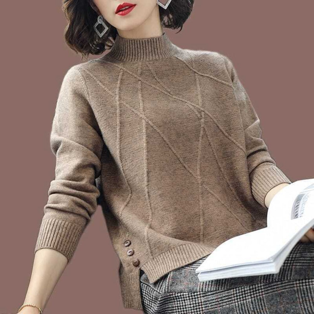 Damen Strickpullover mit Knöpfen Romana