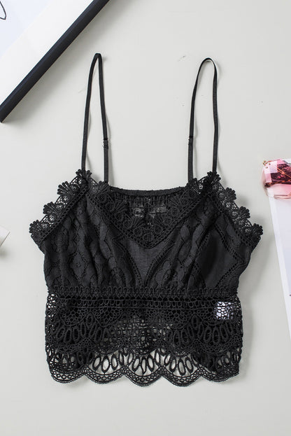 Damen Spitzen-Cami V-Ausschnitt Cropped
