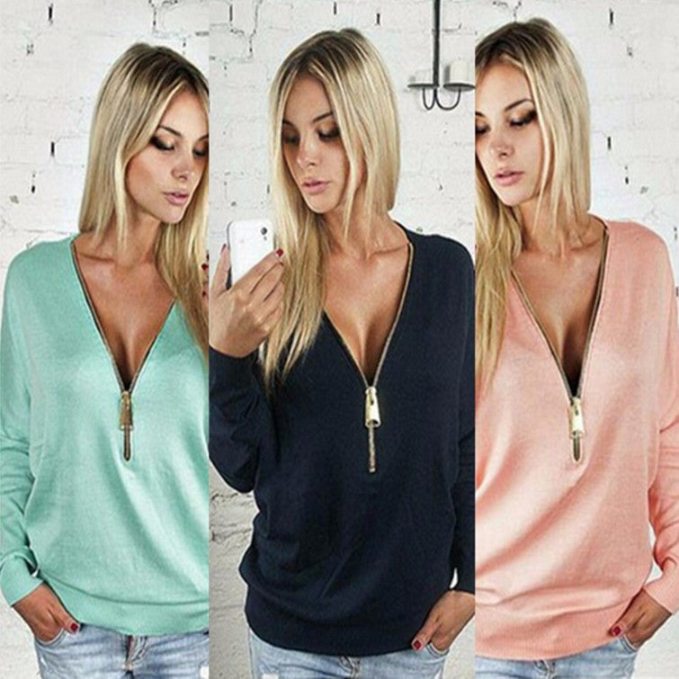 Damen Oversized Pullover Reißverschluss Modern Eveloria - Eveloria