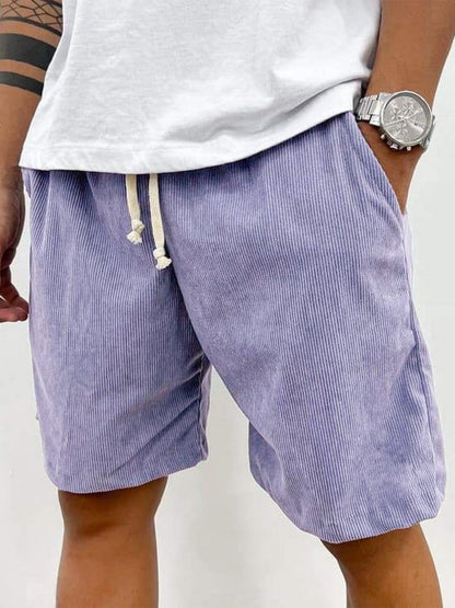 Eveloria Herren Cord Shorts Kordelzug Beige