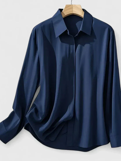 Damen Satin Bluse mit Knopfleiste