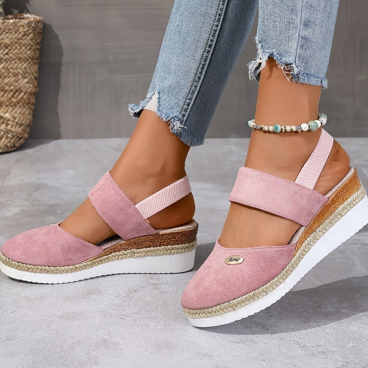 Damen Sandalen Plattform Rutschfest Elastisch