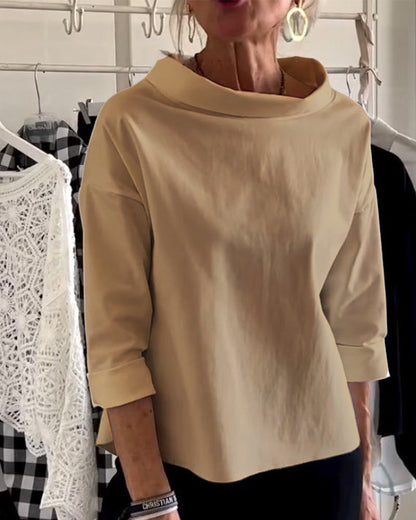 Damen Bluse Wasserfallausschnitt 3/4-Ärmel Lässig