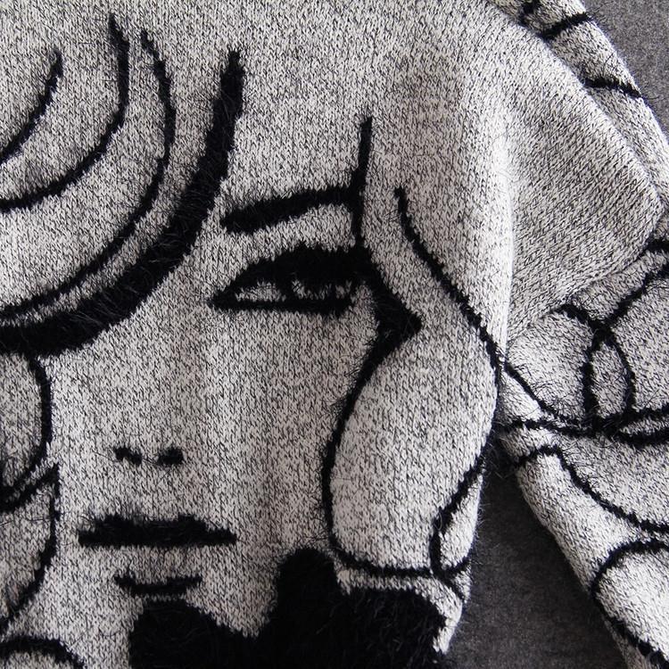 Damen Strickjacke Offen Vorne Kreatives Motiv Eveloria